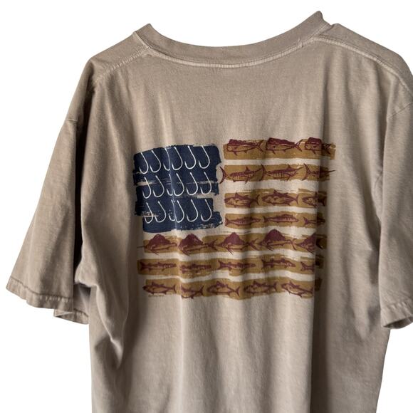 Crazy Shirts Shirt Mens Large Tan Kona Coffee Dyed Flag Graphic Short Sleeve USA - Picture 1 of 9
